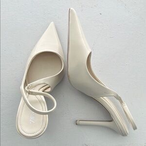 Zara Elegant Cream Pointed Heels